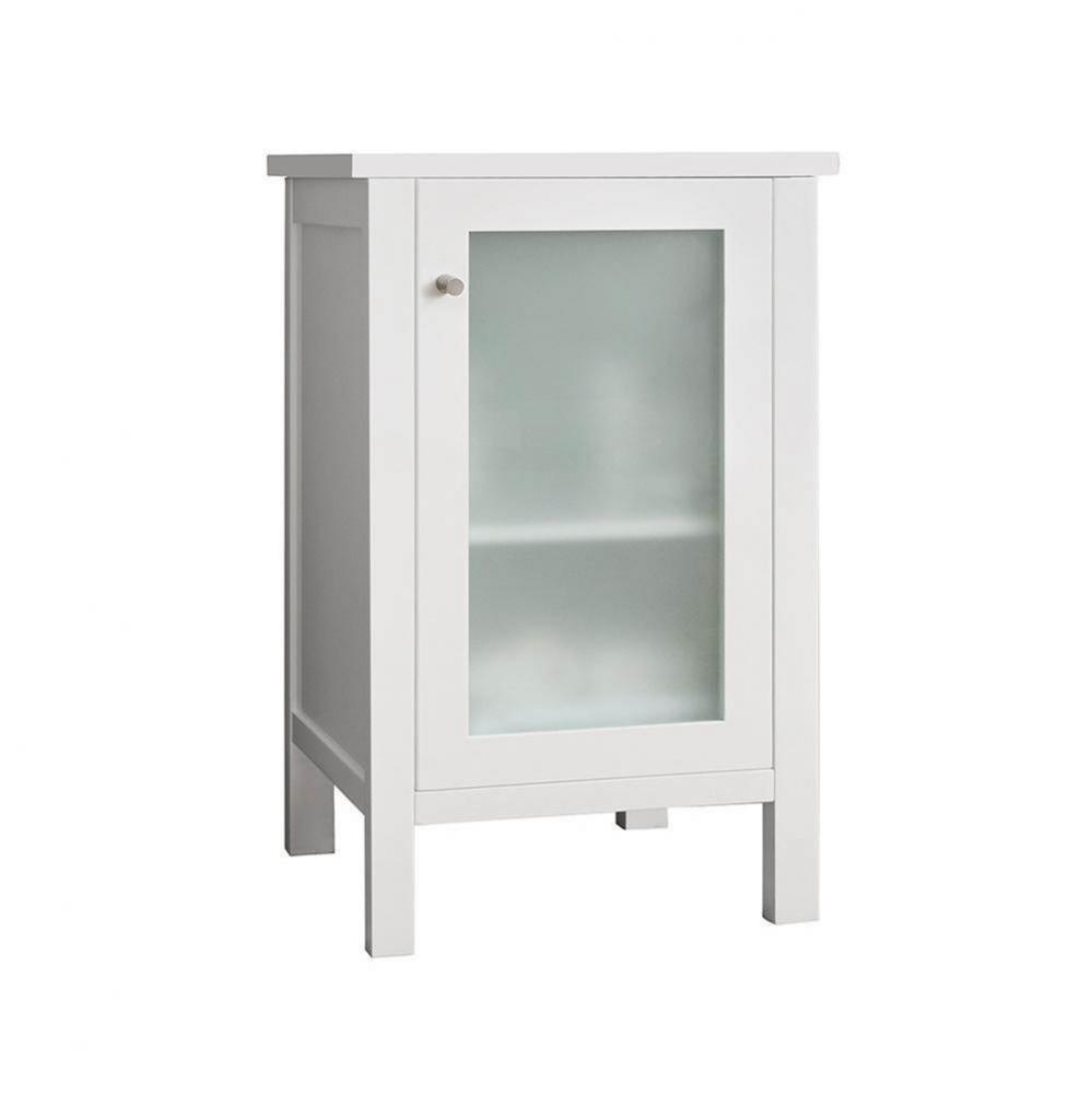 19'' Albany Bathroom Side Cabinet with Frosted Glass Door in Glossy White