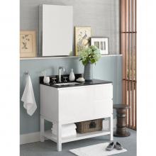 Ronbow 036036-L-E12 - 36'' Chloe Bathroom Vanity Base Cabinet with Leg in Slate Gray - Large Drawer on Left