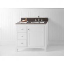 Ronbow 050536-3R-W01 - 36'' Briella  Bathroom Vanity Cabinet Base with Flared Leg in White - Door on Right