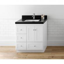 Ronbow 081930-3R-W01 - 30'' Shaker Bathroom Vanity Cabinet Base in White - Wood Doors on Right