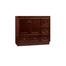 Ronbow 081936-1L-H01 - 36'' Shaker Bathroom Vanity Cabinet Base in Dark Cherry - Frosted Glass Doors on Left