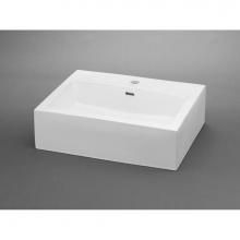 Ronbow 200212-1-WH - 22'' Groove Rectangular Ceramic Vessel Bathroom Sink in White with Single Faucet Hole