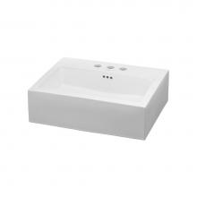 Ronbow 200212-8-WH - 22'' Groove Rectangular Ceramic Vessel Bathroom Sink in White