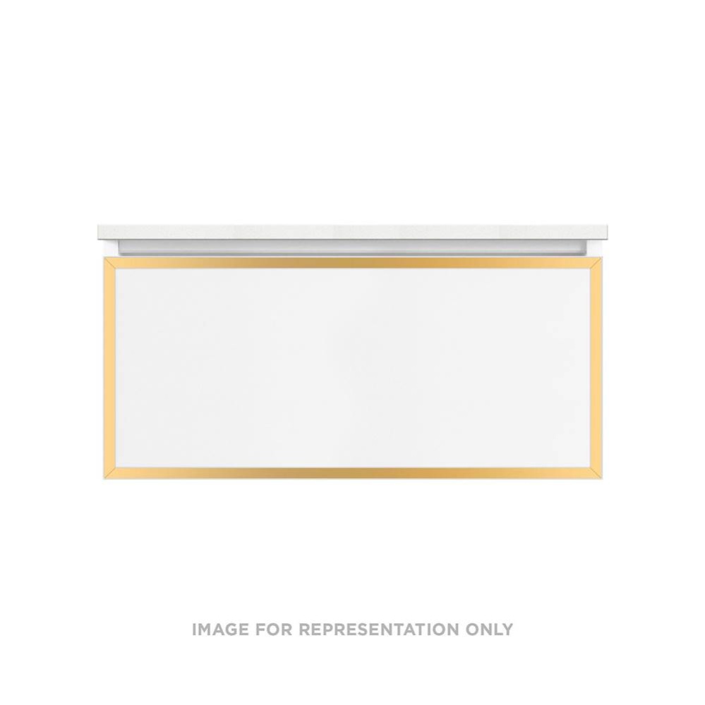 Profiles Framed Vanity, 36'' x 15'' x 18'', Matte Gray, Matte Gold F
