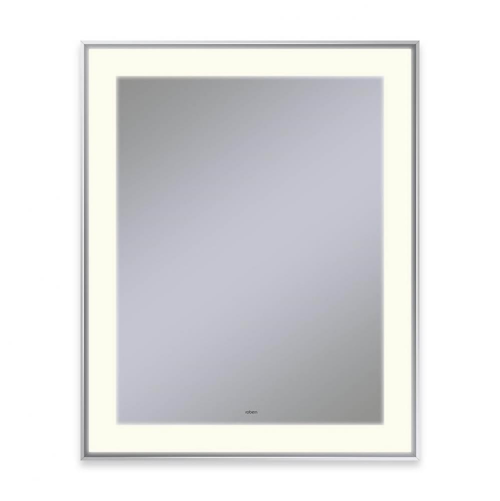 Sculpt Lighted Mirror, 25'' x 31'' x 2-1/4'', Slim Museum Frame, Chr