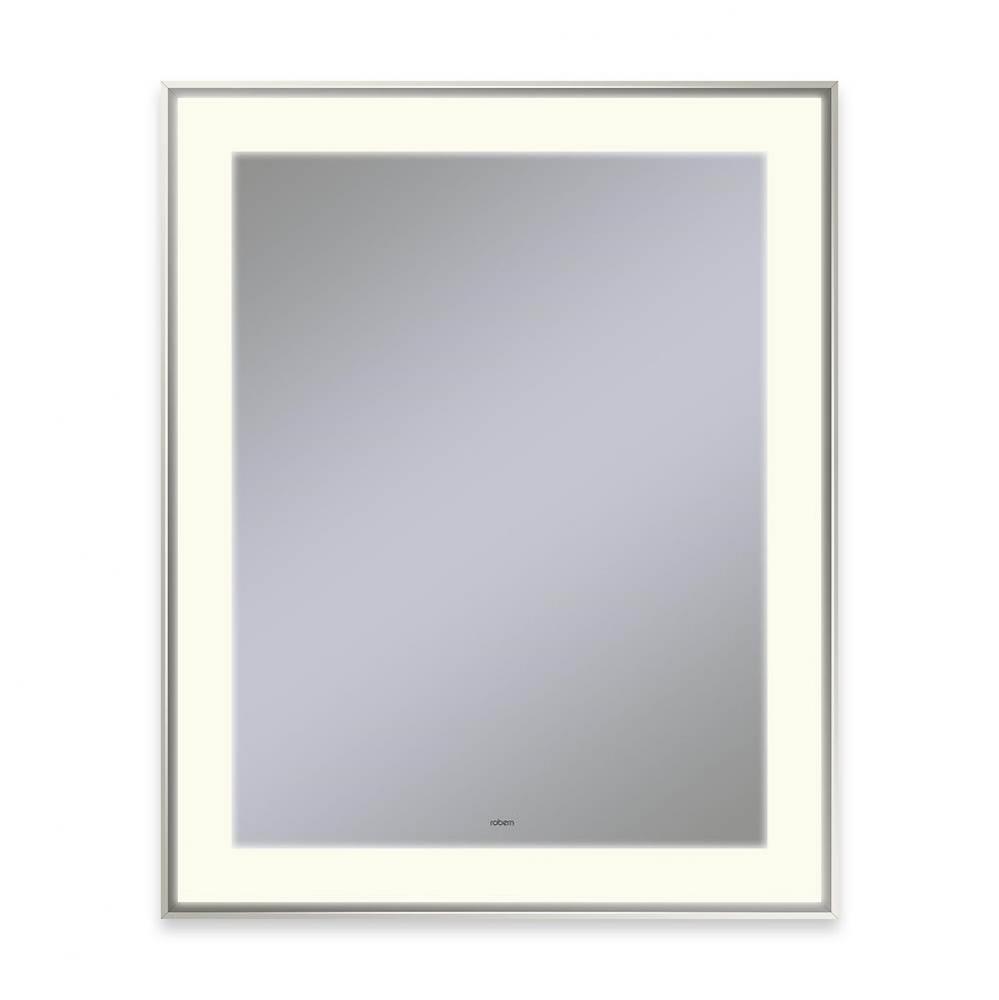 Sculpt Lighted Mirror, 25'' x 31'' x 2-1/4'', Slim Museum Frame, Pol