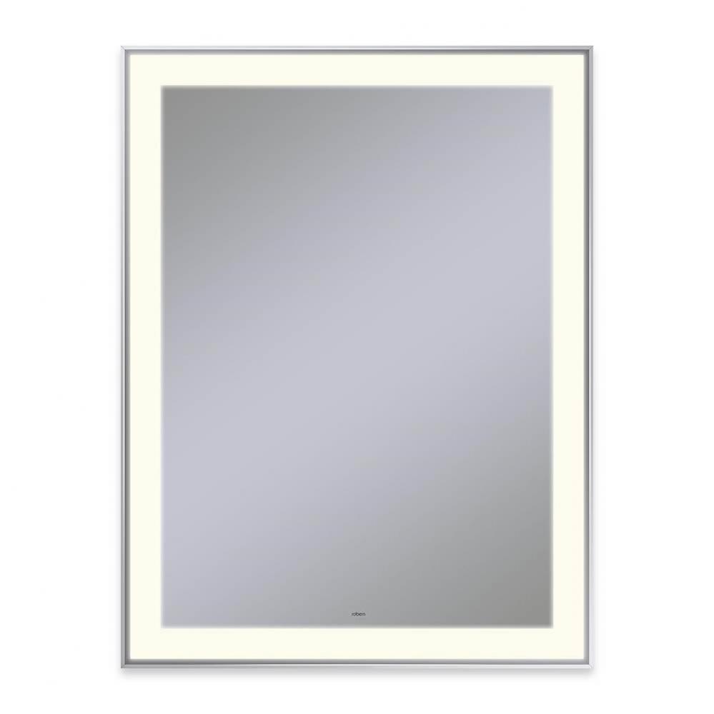 Sculpt Lighted Mirror, 31'' x 41'' x 2-1/4'', Slim Museum Frame, Chr