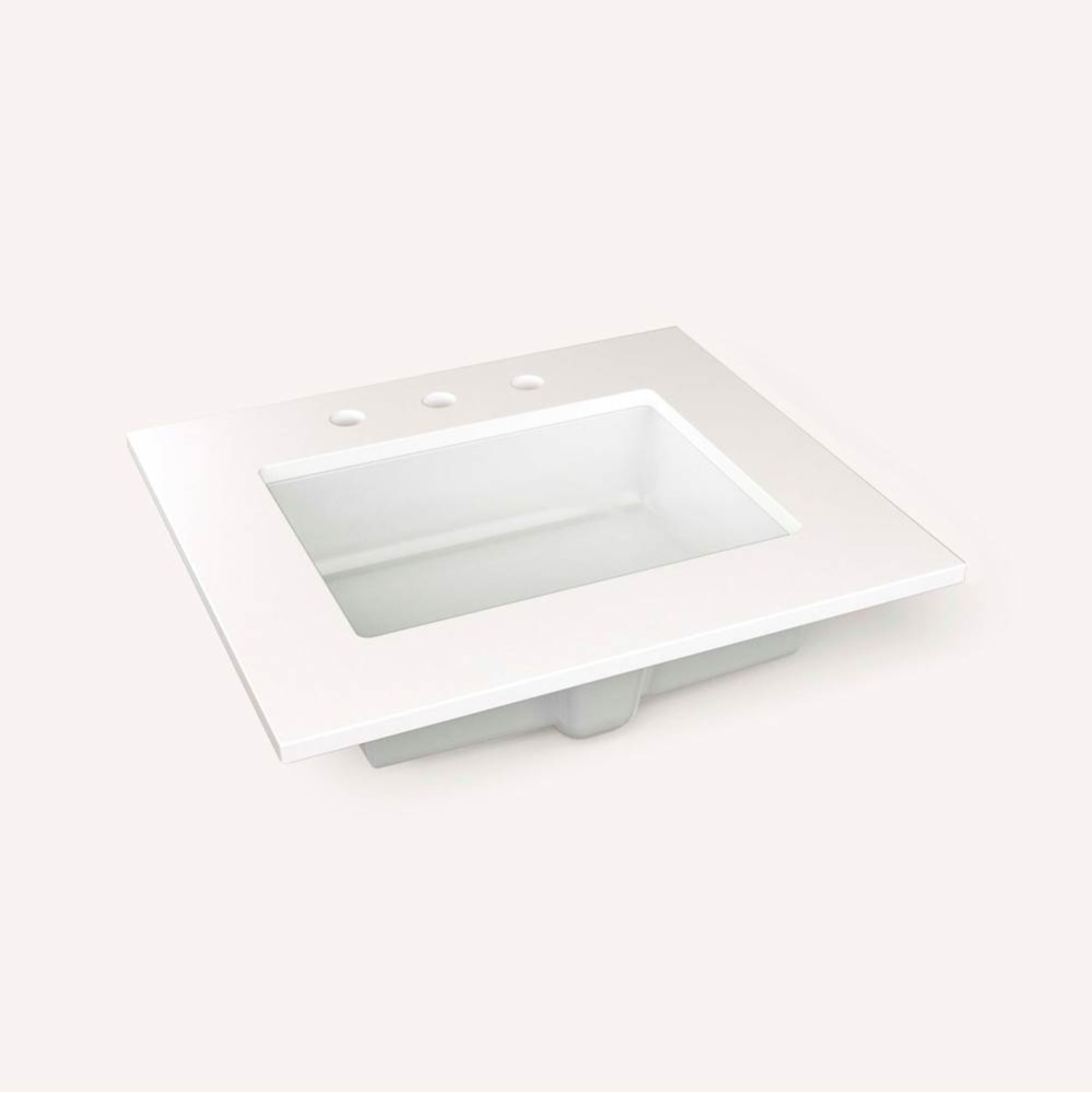 Engineered Stone Vanity Top, 25'' x 22'' x 3/4'', Center Undercounte