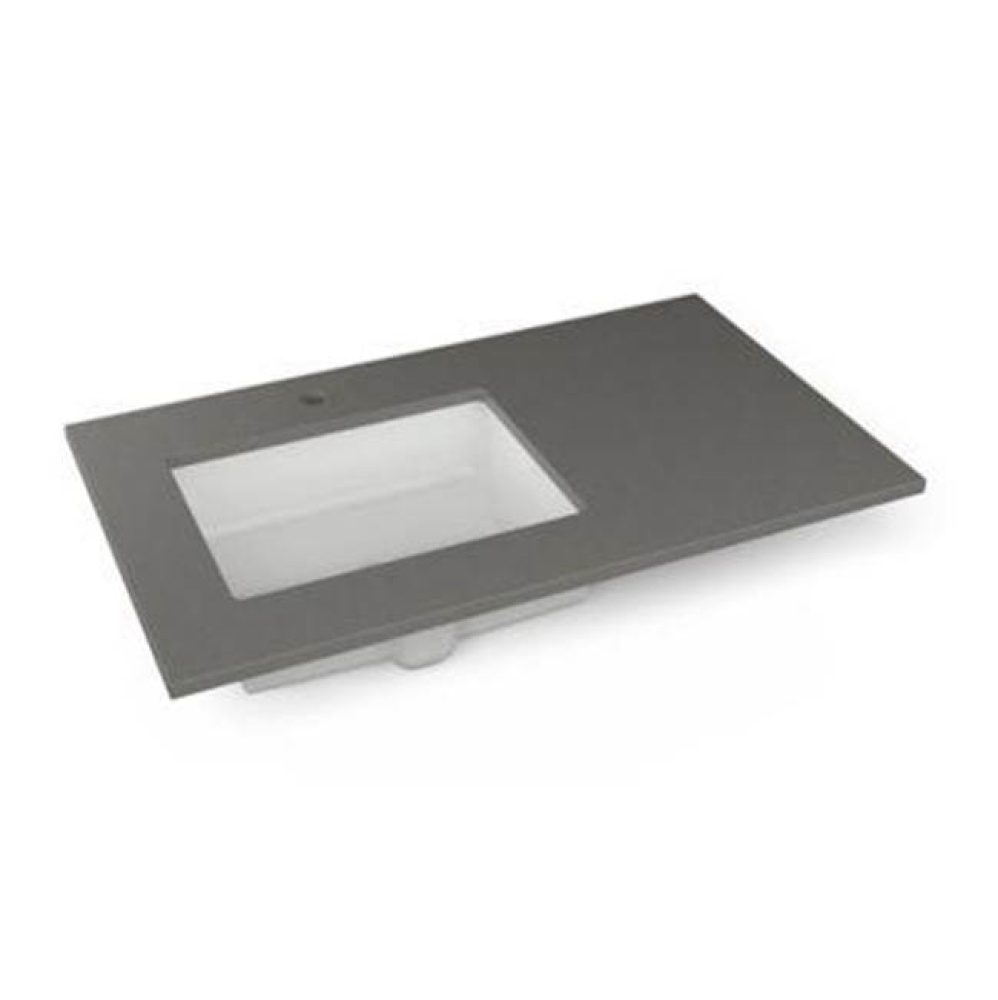 Engineered Stone Vanity Top, 37'' x 22'' x 3/4'', Left Offset Underc