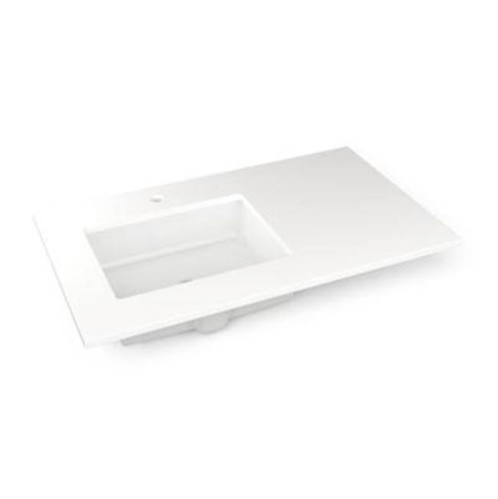 Engineered Stone Vanity Top, 37'' x 22'' x 3/4'', Left Offset Underc