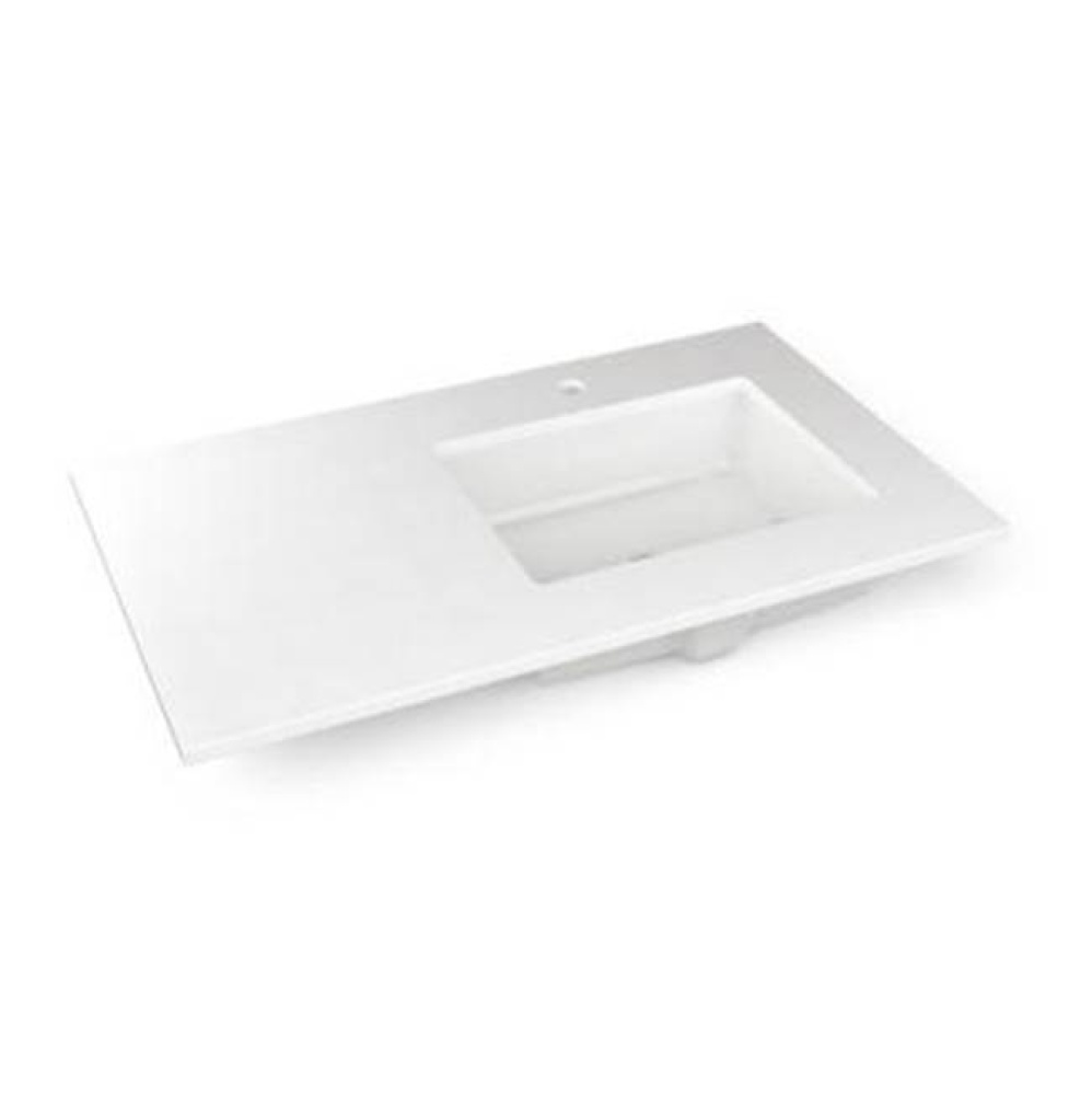 Engineered Stone Vanity Top, 37'' x 22'' x 3/4'', Right Offset Under