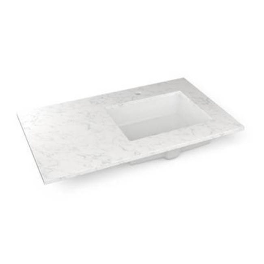 Engineered Stone Vanity Top, 37'' x 22'' x 3/4'', Right Offset Under