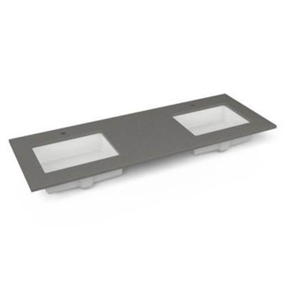 Engineered Stone Vanity Top, 61'' x 22'' x 3/4'', Double Undercounte