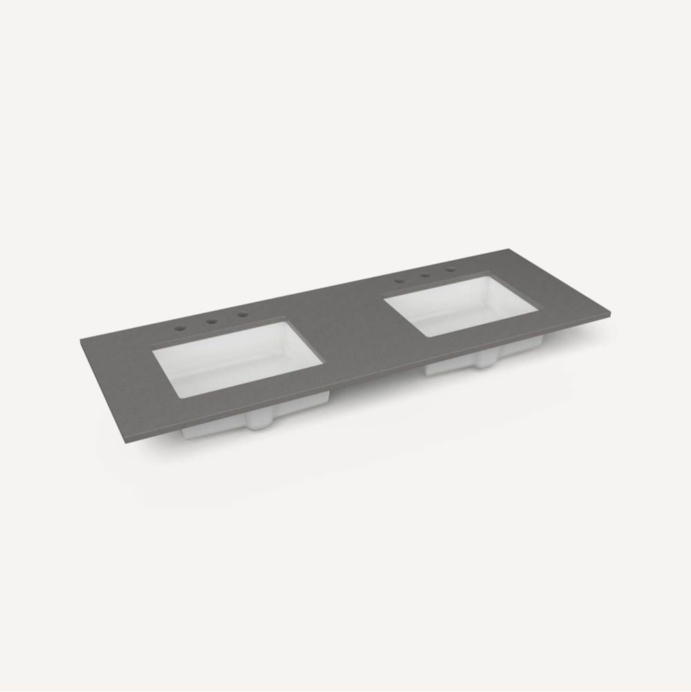 Top, Craft 61'', Dual, 3-Hole, Stone Gray