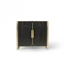 Robern CVBE3621587 - Bergman Vanity, 36'' X 34'' X 23'', Matte Black Oak With Aged Brass,