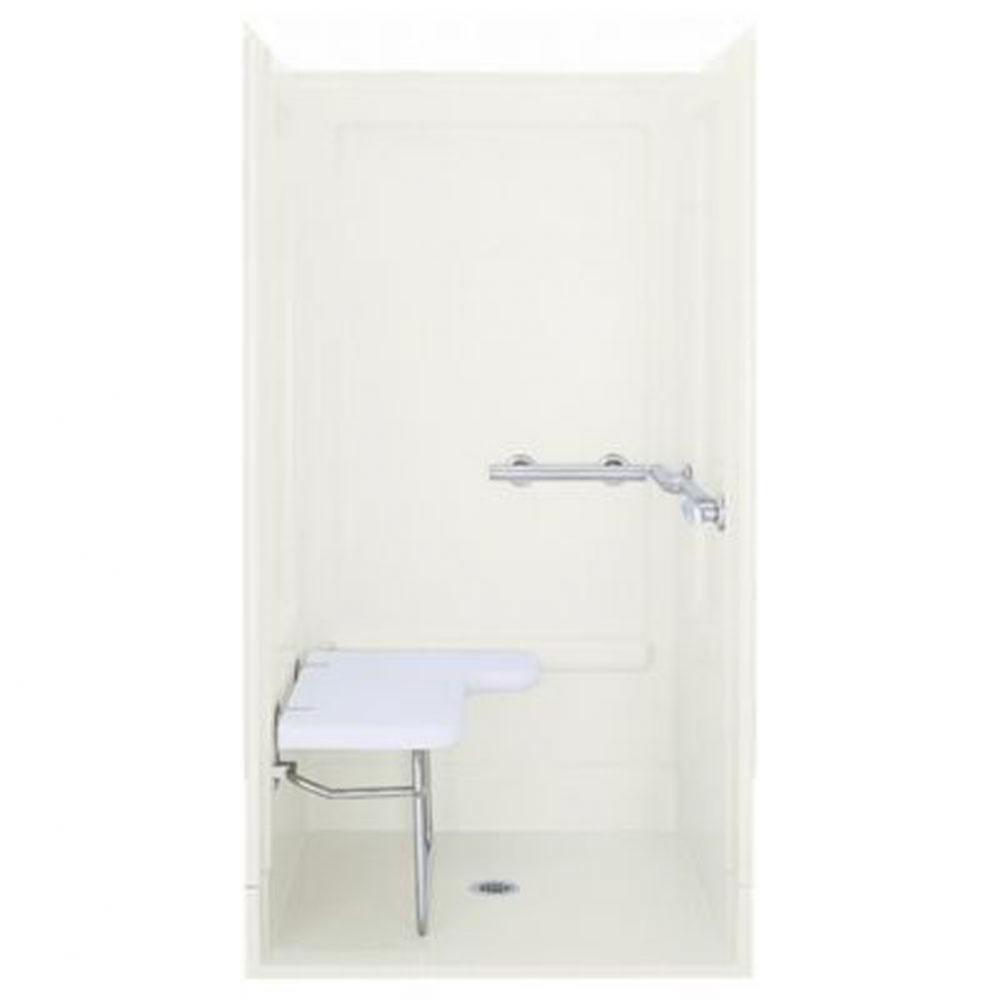 OC-SS-39 39-3/8'' x 65-1/4'' transfer shower with back wall and grab bar at ri