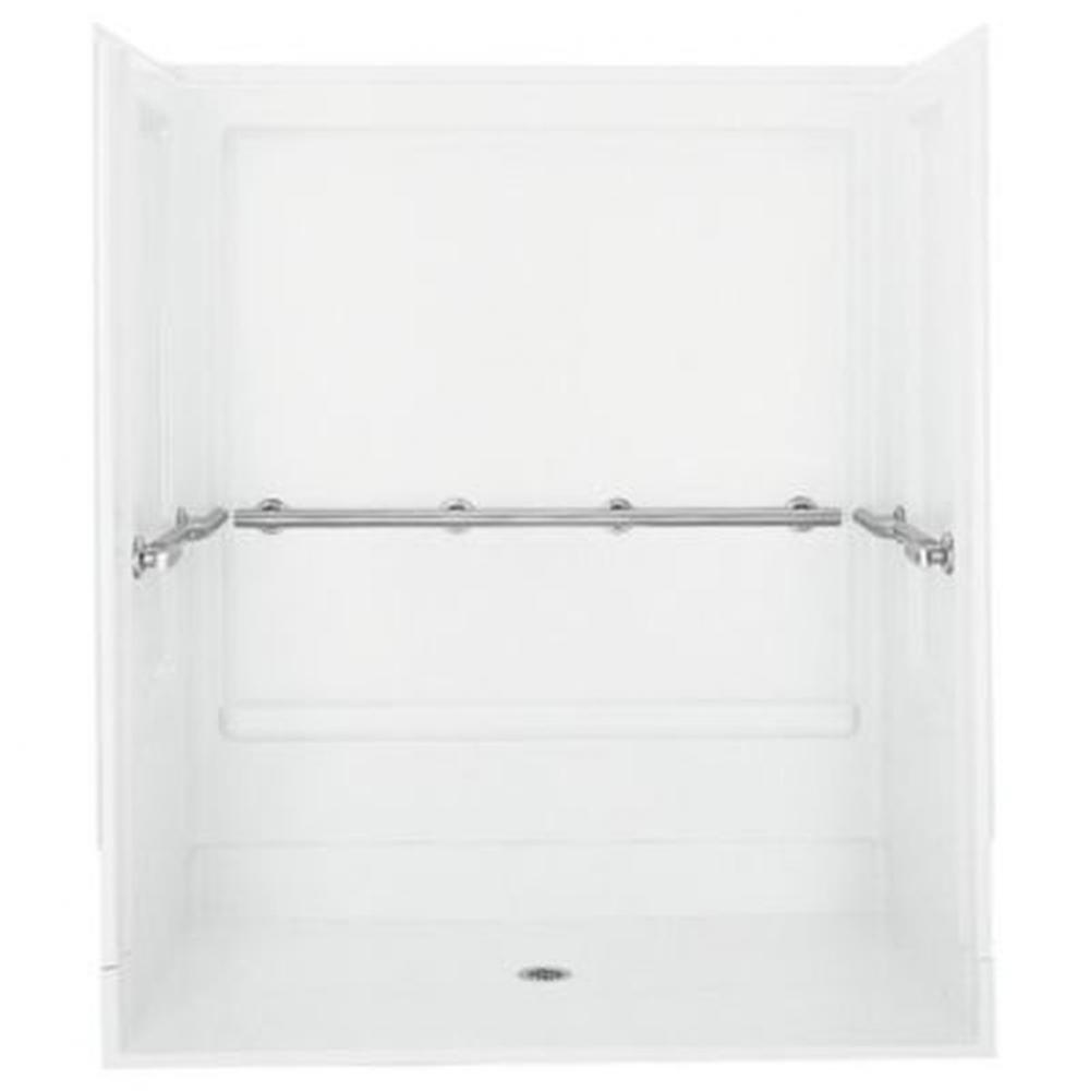 OC-S-63 63-1/2'' x 39-5/8'' roll-in shower stall with grab bars