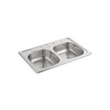 Sterling Plumbing 14633-3-NA - Middleton® Top-Mount Double-Equal Kitchen Sink, 33'' x 22'' x 6'&apo