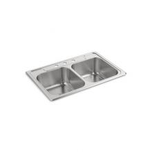 Sterling Plumbing F14708-3-NA - Middleton® Top-Mount Double-Equal Kitchen Sink, 33'' x 22'' x 8'&apo