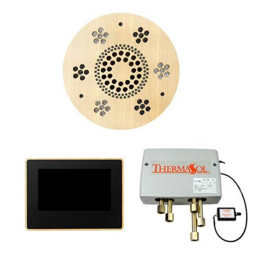 The Wellness Shower Package with 7'' ThermaTouch Trim Upgraded Round Antique Brass