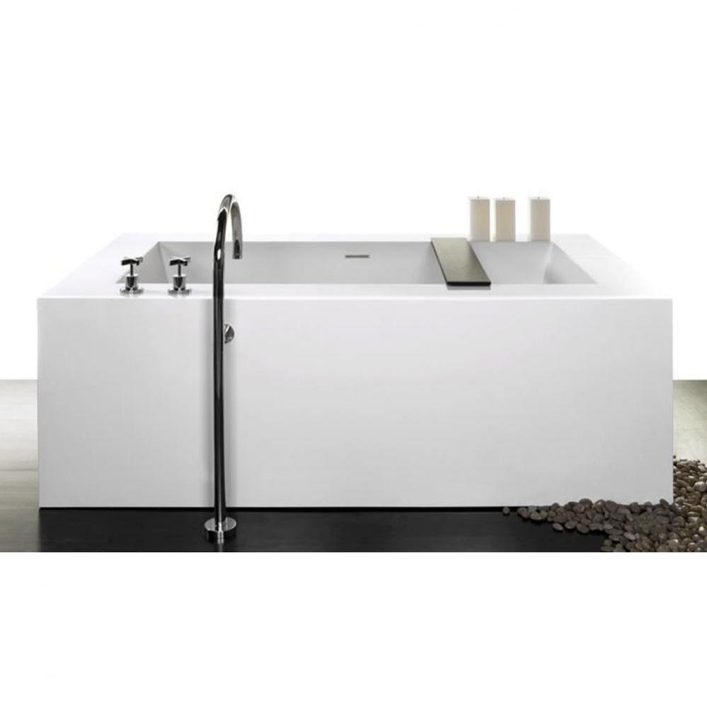 Cube Bath 72 X 40 X 24 - 2 Walls - Built In Mb O/F & Drain - Copper Con - White Matte
