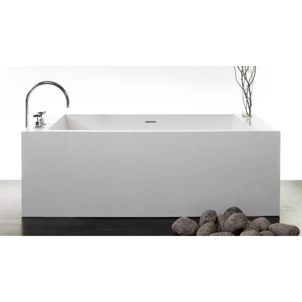 CUBE BATH 72 X 31 X 24 - 2 WALLS - BUILT IN NT O/F and MB DRAIN - WHITE MATTE
