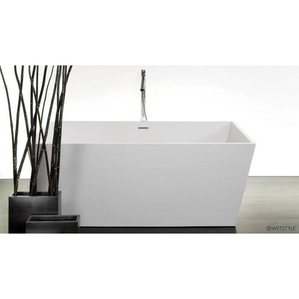 Cube Bath 60 X 30 X 22.5 - Fs - Built In Nt O/F & Mb Drain - Copper Conn - White Matte