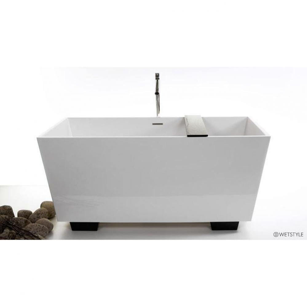 Cube Bath 60 X 30 X 24.25 - Fs  - Built In Bn O/F & Drain - Wetmar Bio Feet White - White Matt
