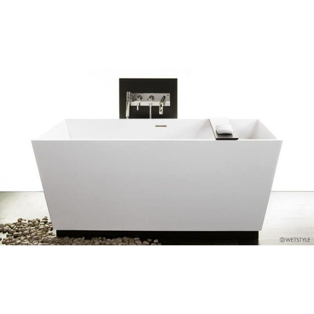 Cube Bath 60 X 30 X 24 - Fs  - Built In Nt O/F & Pc Drain - Copper Conn - Wood Plinth Walnut N