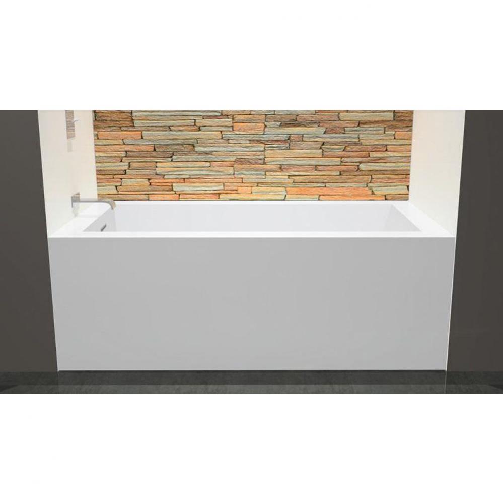 Cube Bath 60 X 32 X 21 - 2 Walls - R Hand Drain - Built In Nt O/F & Pc Drain - White Matt