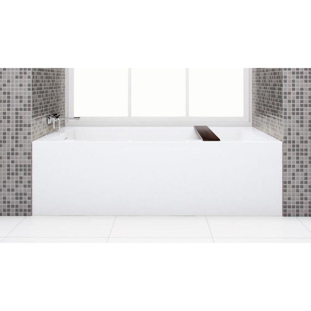 Cube Bath 66 X 32 X 19.75 - 2 Walls - L Hand Drain - Built In Bn O/F & Drain - Copper Con - Wh