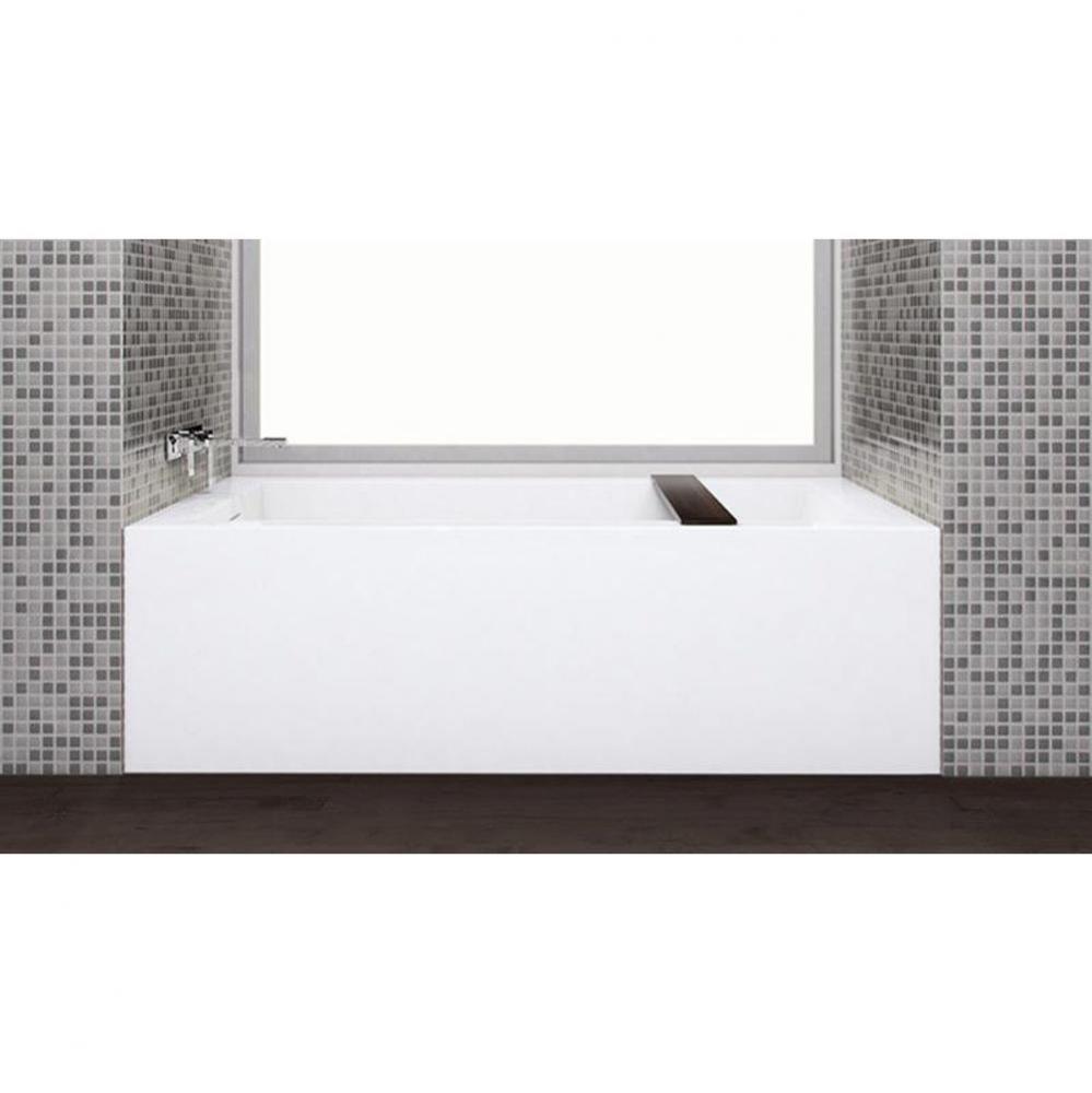 Cube Bath 60 X 30 X 18 - 2 Walls - L Hand Drain - Built In Sb O/F & Drain - White Matt