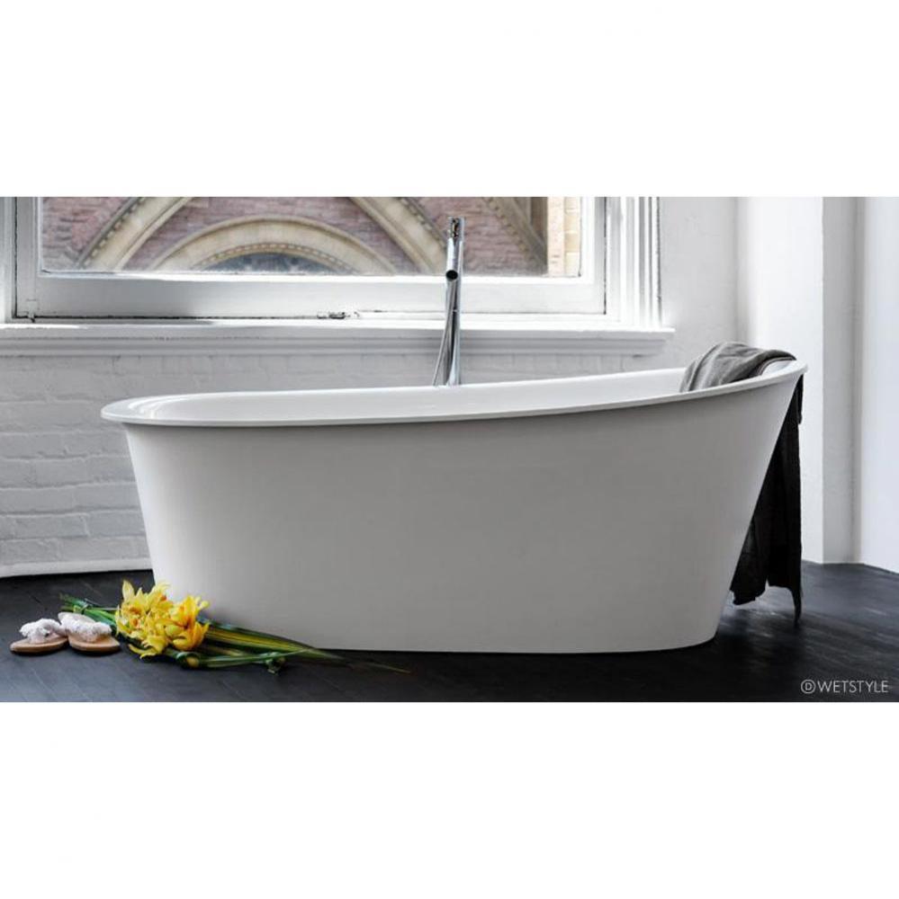 Tulip Bath 64 X 34 X 25 - Fs  - Built In Mb O/F & Drain - Copper Conn - White Matte
