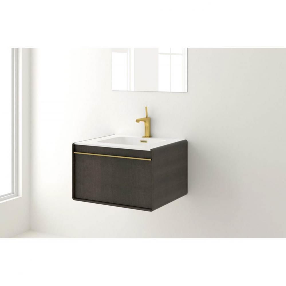 DECO VANITY WALLMOUNT 60apos;apos; - WL CONFIG OAK COFFEE BEAN AND WHITE MATTE LACQUER - BRUSHED S