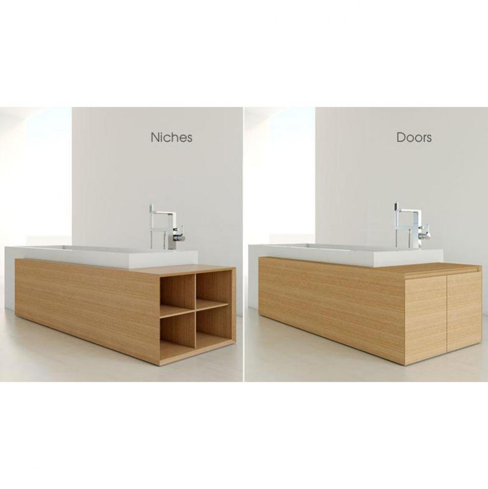 Furniture ''M'' -  Storage Cube Bath With 4 Niches - Right  - Oak Smoked