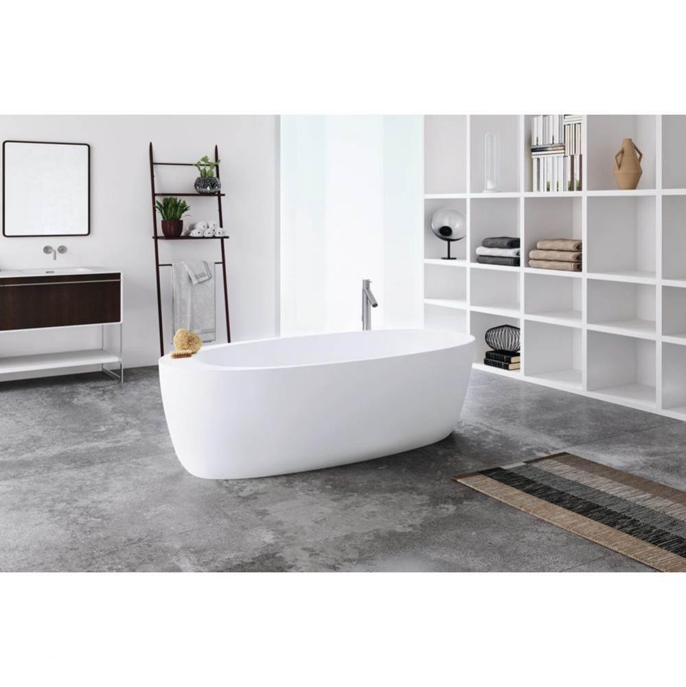 Mood Bathtub -70 X 32 X 23 - Fs - Built In Nt O/F & Bn Drain - Copper Conn - White Matte