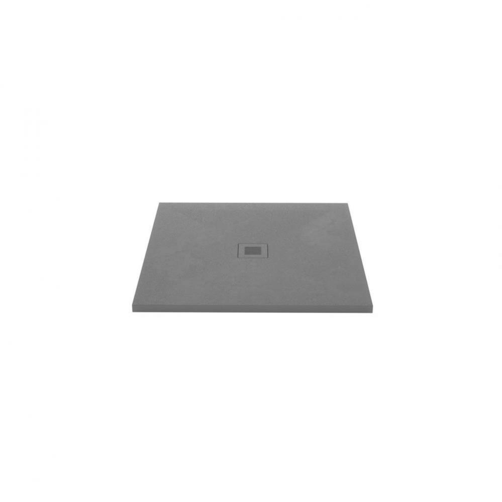 Shower Base - Feel - 36 X 36 - Center Drain - Grey Concrete - 3 Cuts