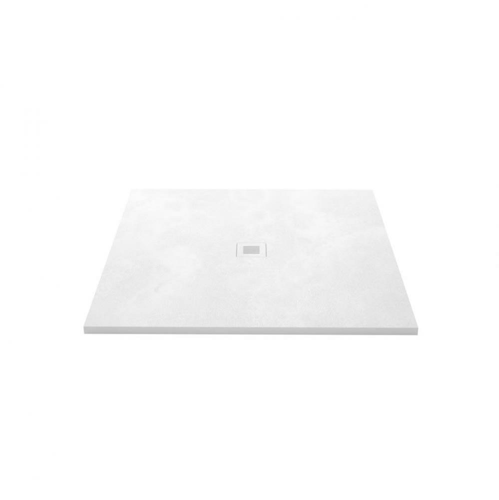 Shower Base - Feel - 48 X 48 - Center Drain - White Concrete - 2 Cuts