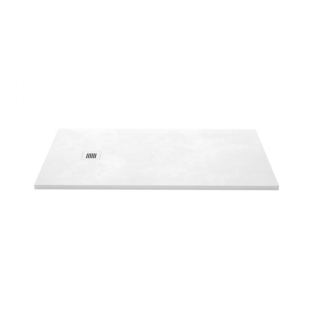 Shower Base - Feel - 60 X 32 - End Drain - White Concrete - 3 Cuts