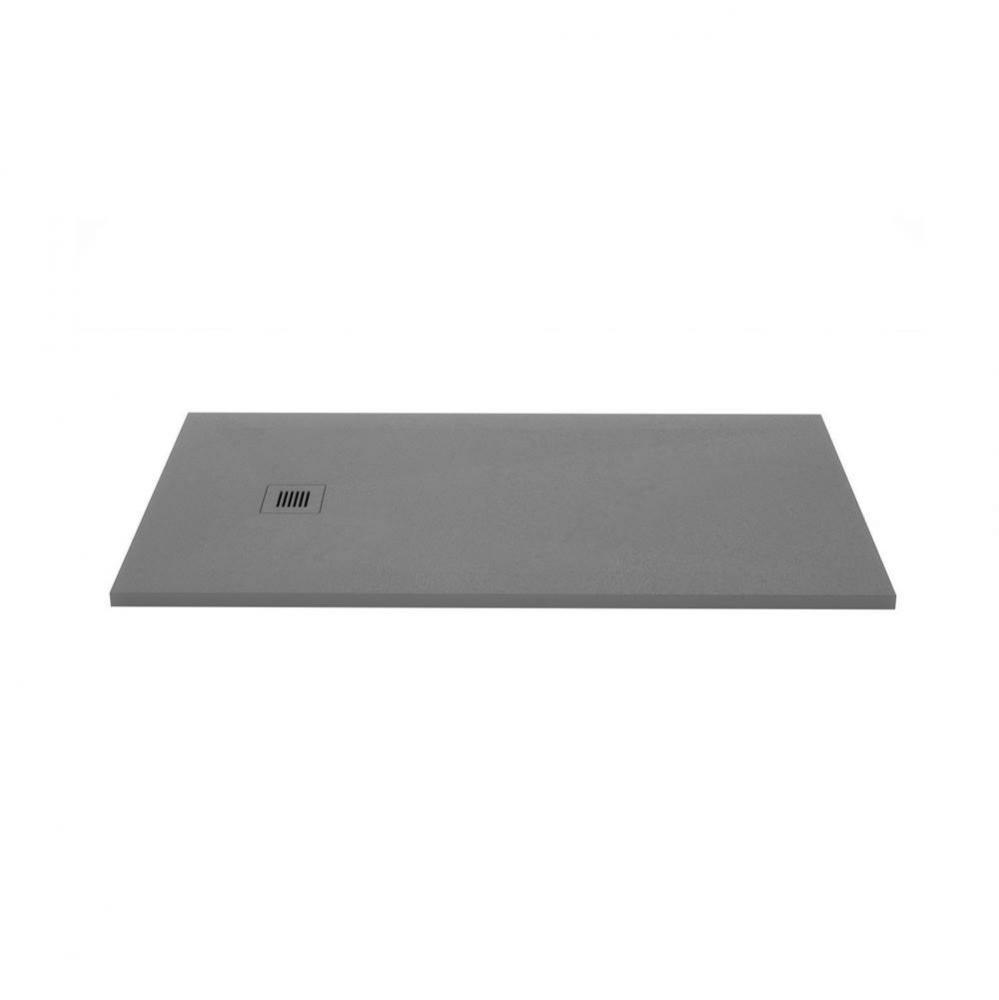 Shower Base - Feel - 60 X 32 - End Drain - Grey Concrete