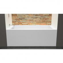 Wet Style BC1104-R-BN-MA - Cube Bath 60 X 32 X 21 - 2 Walls - R Hand Drain - Built In Bn O/F & Drain - White Matt