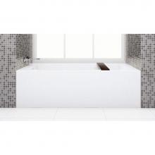 Wet Style BC1204-R-BN-MA - Cube Bath 66 X 32 X 19.75 - 2 Walls - R Hand Drain - Built In Bn O/F & Drain - White Matt