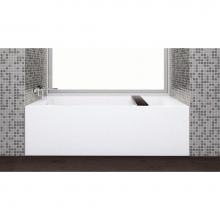 Wet Style BC1405-R-MB-MA - Cube Bath 60 X 30 X 18 - 2 Walls - R Hand Drain - Built In Mb O/F & Drain - White Matt