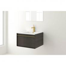 Wet Style DCO24WM-W39L21-BR - DECO VANITY WALLMOUNT 24apos;apos; - WL CONFIG OAK COFFEE BEAN AND WHITE MATTE LACQUER - BRUSHED S