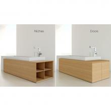 Wet Style MCF60NL-36 - Furniture ''M'' -  Storage Cube Bath With 4 Niches - Left  - Oak Stone Harbour