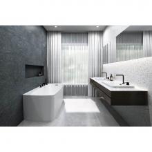 Wet Style BLB0102-PCNT-COP-MA - Lab Bath - 59.5 X 31.5 X 24 - 1 Wall - Built In Nt O/F & Pc Drain - Copper Con - White Matte