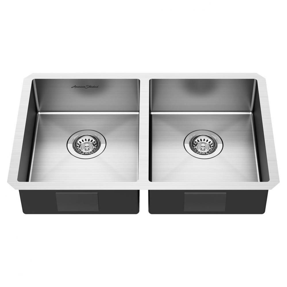 Pekoe® 29 x 18-Inch Stainless Steel Undermount Double-Bowl ADA Kitchen Sink