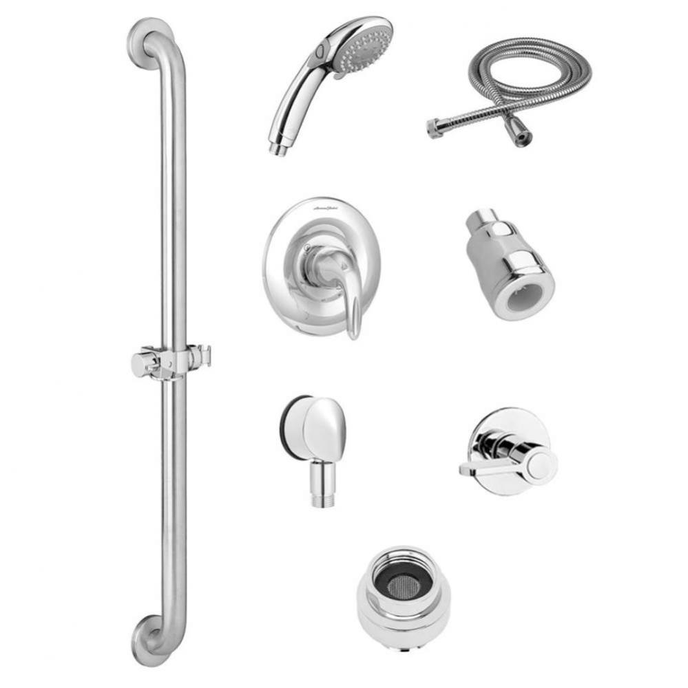 Commercial Shower System Trim Kit 1.5 gpm/5.7 Lpm with 36-Inch Slide-Grab Bar, Hand Shower and Sho