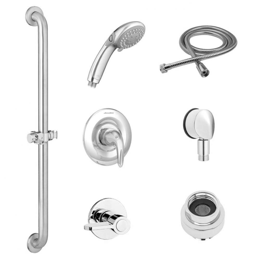 Commercial Shower System Trim Kit 2.5 gpm/9.5 Lpm with 36-Inch Slide-Grab Bar, Hand Shower and Sho