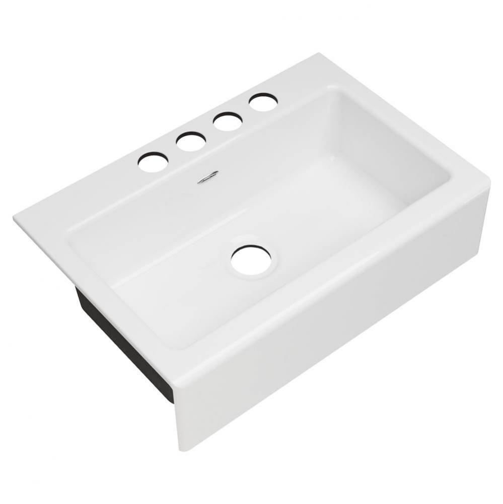 Delancey® 33 x 22-Inch Cast Iron 4-Hole Undermount Single Bowl Apron Front Kitchen Sink